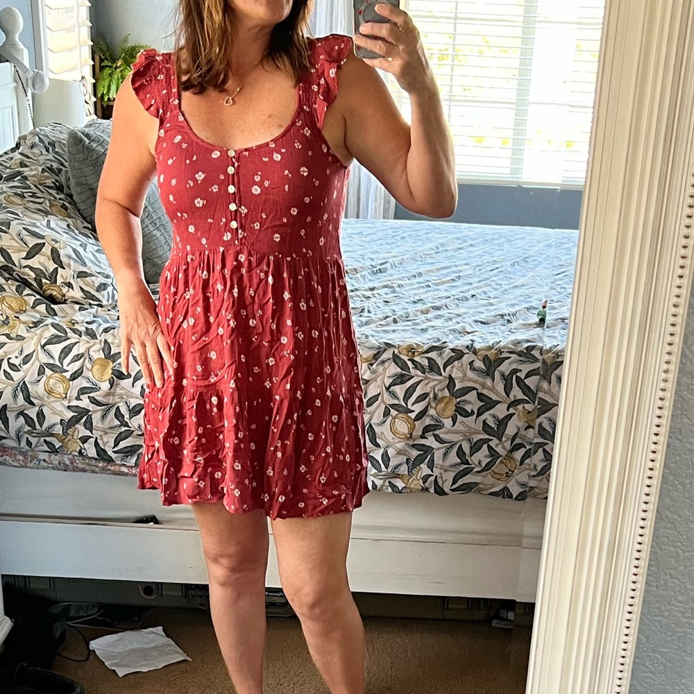 Sky and Sparrow Burgundy Floral Mini Dress